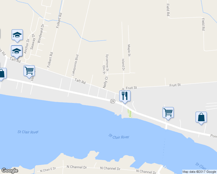map of restaurants, bars, coffee shops, grocery stores, and more near 4460 Taft Road in Clay Township