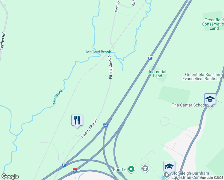 map of restaurants, bars, coffee shops, grocery stores, and more near 325 Country Club Rd in Greenfield