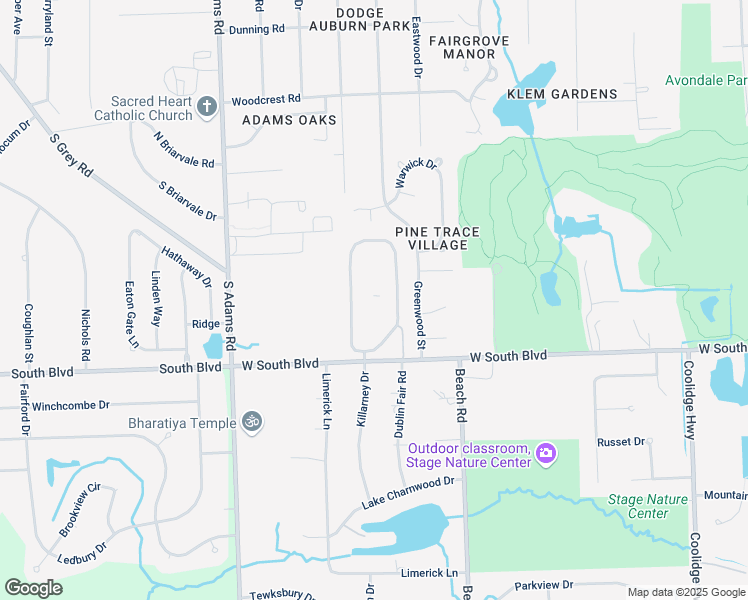 map of restaurants, bars, coffee shops, grocery stores, and more near 3434 West South Boulevard in Troy
