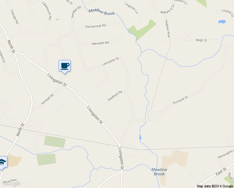map of restaurants, bars, coffee shops, grocery stores, and more near 51 Sheffield Road in Tewksbury