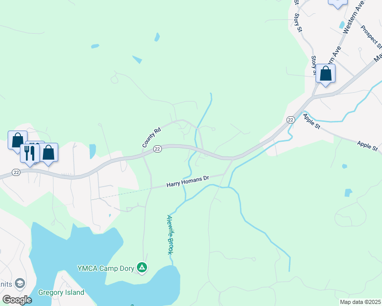 map of restaurants, bars, coffee shops, grocery stores, and more near 16R Western Avenue in Essex