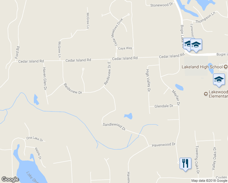 map of restaurants, bars, coffee shops, grocery stores, and more near 1953 Sandlewood Drive in White Lake Township