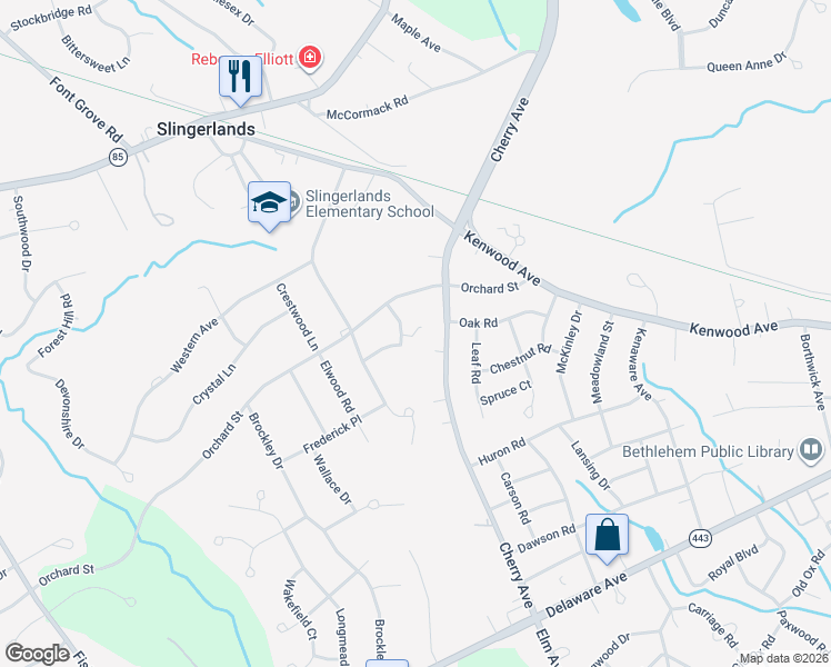 map of restaurants, bars, coffee shops, grocery stores, and more near 16 Magdalen Road in Delmar