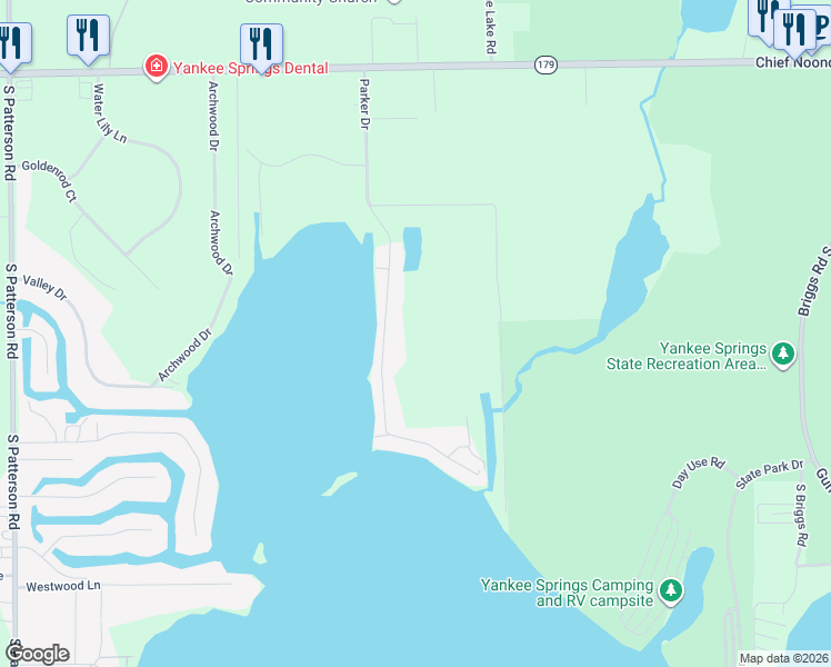 map of restaurants, bars, coffee shops, grocery stores, and more near 2008 Parker Drive in Wayland