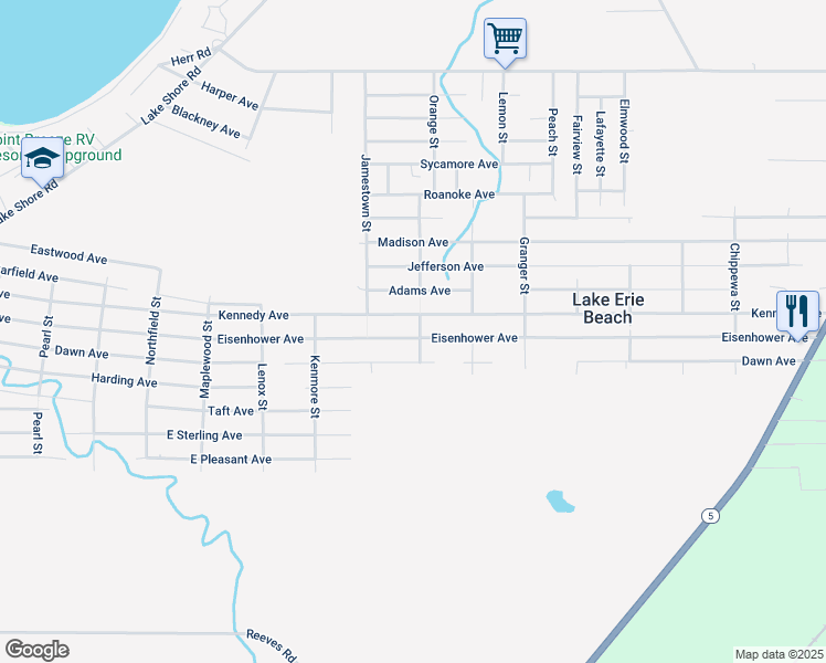 map of restaurants, bars, coffee shops, grocery stores, and more near 469 Kennedy Avenue in Angola