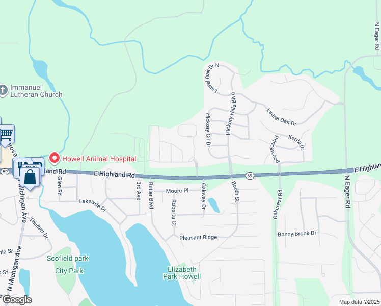 map of restaurants, bars, coffee shops, grocery stores, and more near 1575 Mallard Pond Drive in Howell