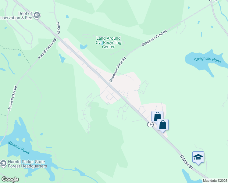 map of restaurants, bars, coffee shops, grocery stores, and more near Harvest Drive in North Andover