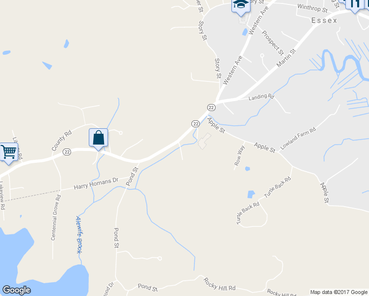 map of restaurants, bars, coffee shops, grocery stores, and more near 4 Essex Park Road in Essex