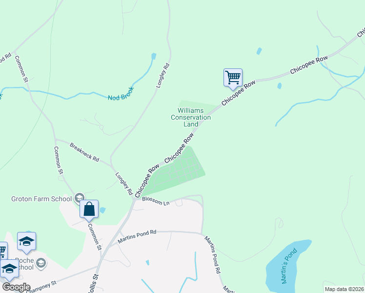 map of restaurants, bars, coffee shops, grocery stores, and more near 85 Chicopee Row in Groton