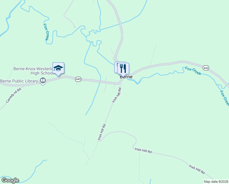 map of restaurants, bars, coffee shops, grocery stores, and more near 739 Irish Hill Road in Berne
