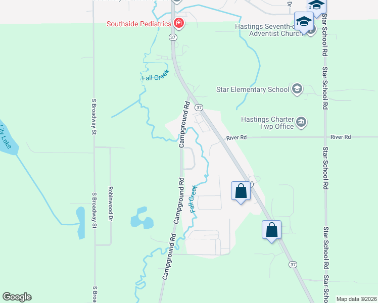map of restaurants, bars, coffee shops, grocery stores, and more near 1946 Brookfield Drive in Hastings