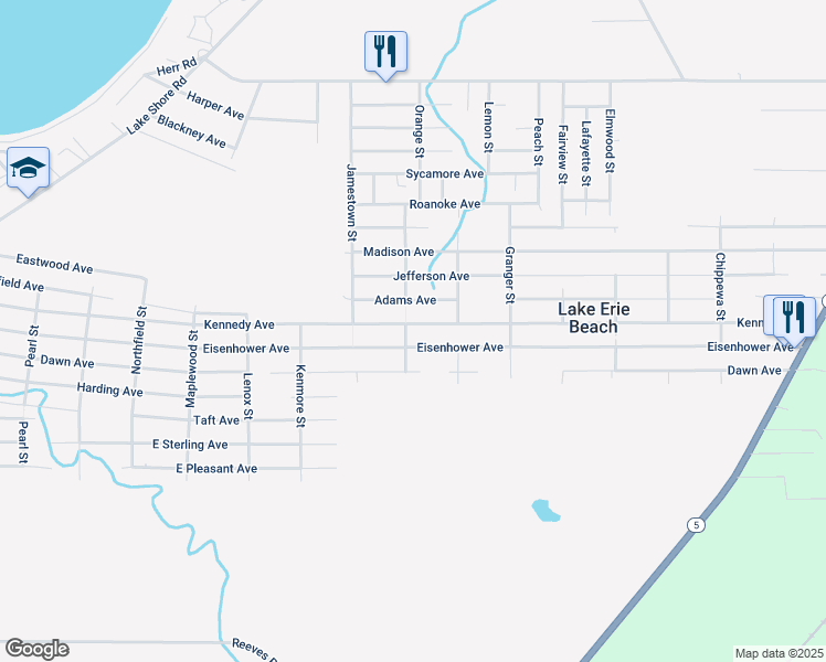 map of restaurants, bars, coffee shops, grocery stores, and more near 469 Kennedy Ave in Angola