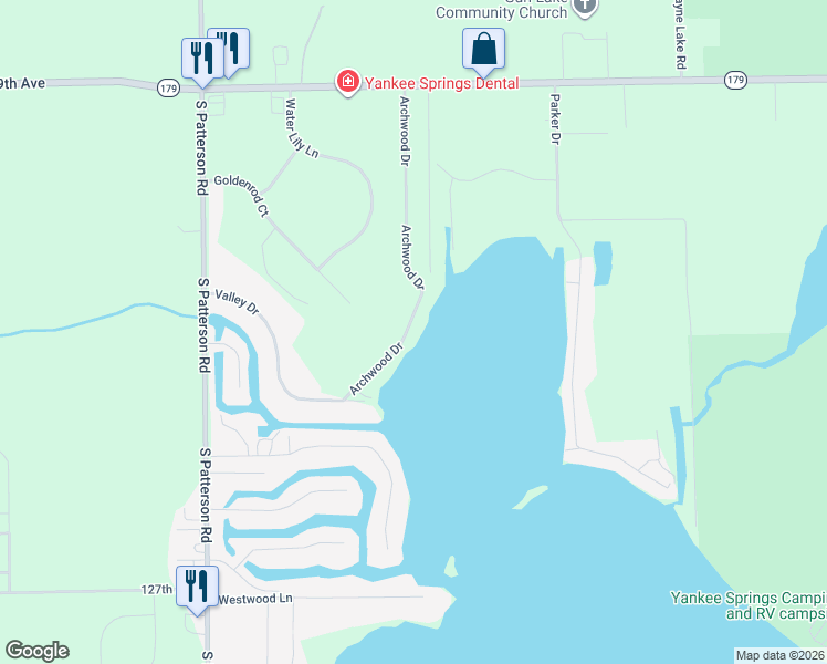map of restaurants, bars, coffee shops, grocery stores, and more near 1999 Archwood Drive in Wayland