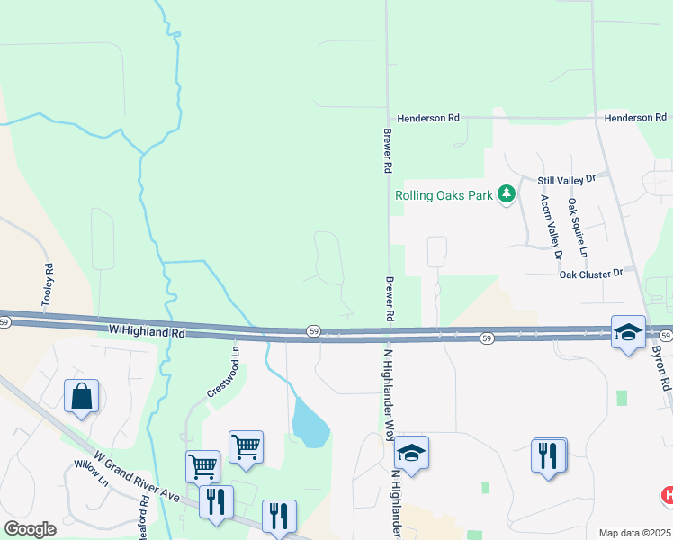 map of restaurants, bars, coffee shops, grocery stores, and more near 1637 Pinecroft Lane in Howell