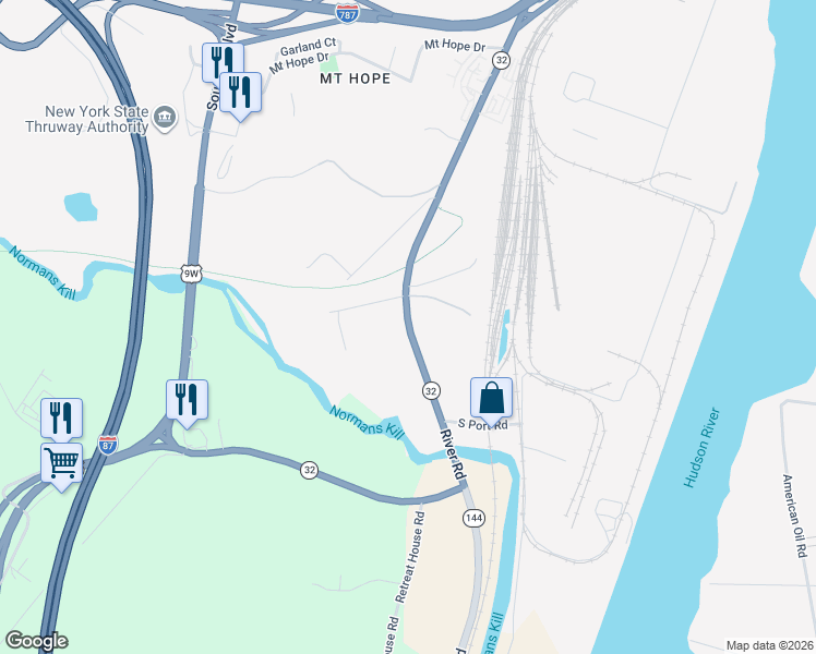 map of restaurants, bars, coffee shops, grocery stores, and more near 54 Binghamton Street in Albany