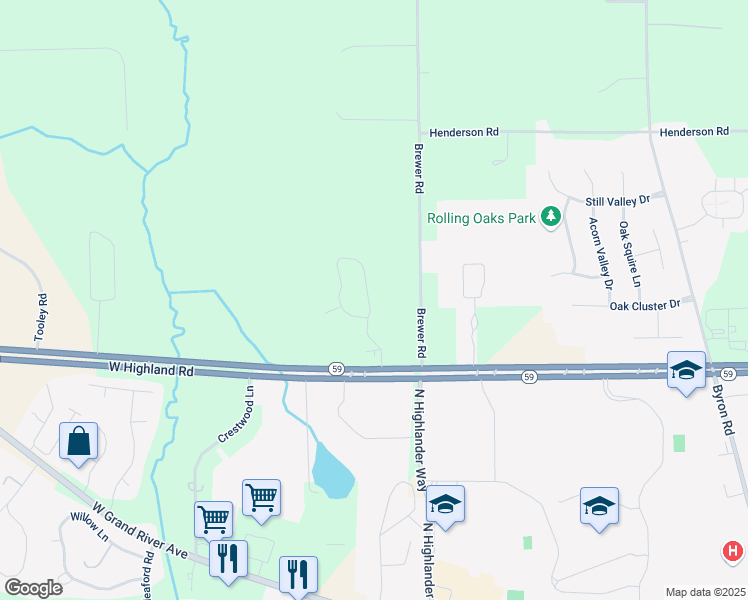 map of restaurants, bars, coffee shops, grocery stores, and more near 1637 Pinecroft Lane in Howell