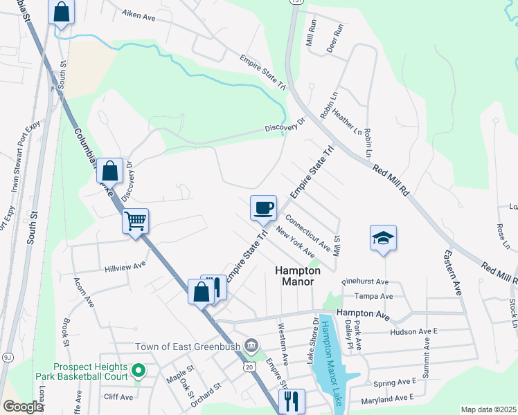 map of restaurants, bars, coffee shops, grocery stores, and more near 50 New York Avenue in Rensselaer