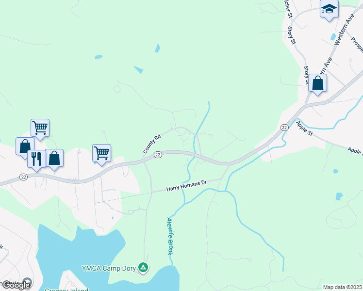 map of restaurants, bars, coffee shops, grocery stores, and more near 16R Western Avenue in Essex