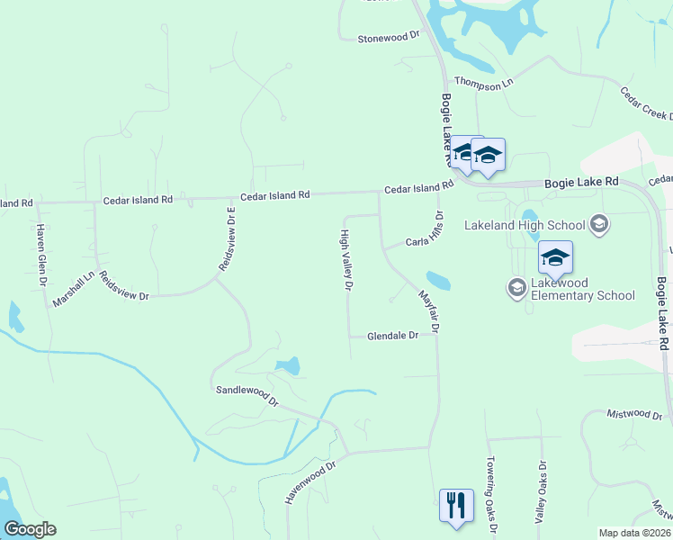 map of restaurants, bars, coffee shops, grocery stores, and more near 6237 High Valley Drive in White Lake charter Township