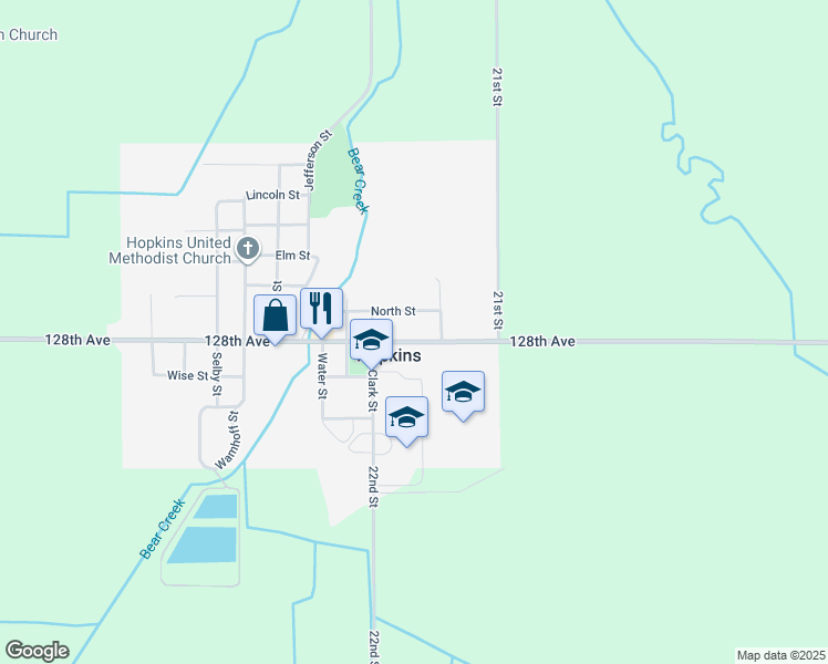 map of restaurants, bars, coffee shops, grocery stores, and more near 337 County Road 42 in Hopkins