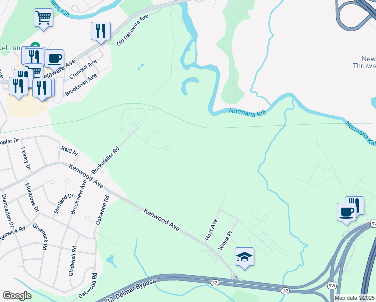 map of restaurants, bars, coffee shops, grocery stores, and more near 43/45 Hanover Drive in Delmar
