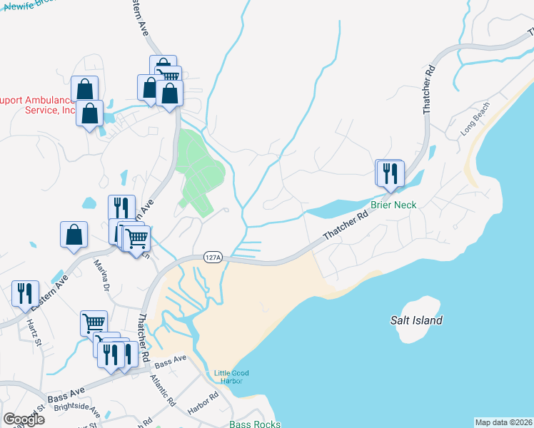 map of restaurants, bars, coffee shops, grocery stores, and more near 28 Beachcroft Road in Gloucester