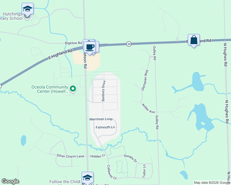 map of restaurants, bars, coffee shops, grocery stores, and more near 16 Peach Tree Lane in Howell