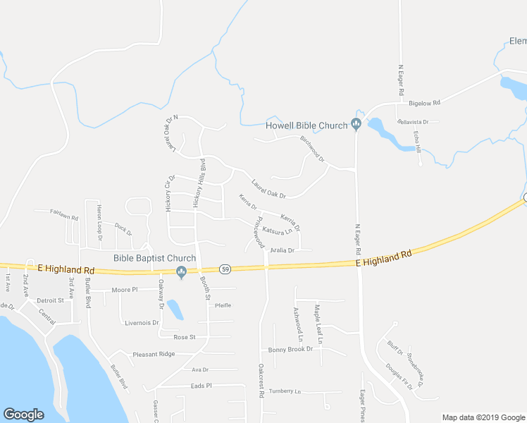 map of restaurants, bars, coffee shops, grocery stores, and more near 2548 Kerria Drive in Howell