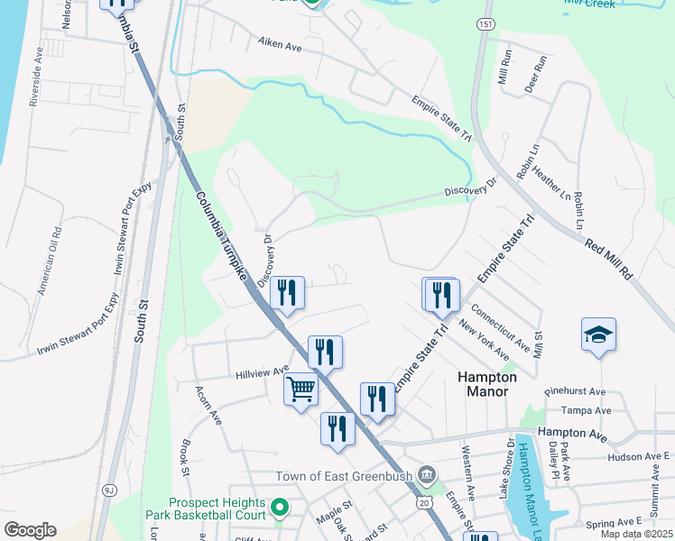 map of restaurants, bars, coffee shops, grocery stores, and more near 47 Catskill Avenue in Rensselaer