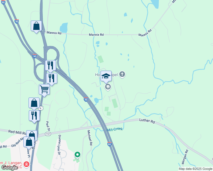 map of restaurants, bars, coffee shops, grocery stores, and more near 962 Luther Road in East Greenbush