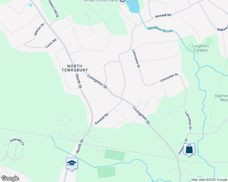 map of restaurants, bars, coffee shops, grocery stores, and more near 1105 Livingston Street in Tewksbury