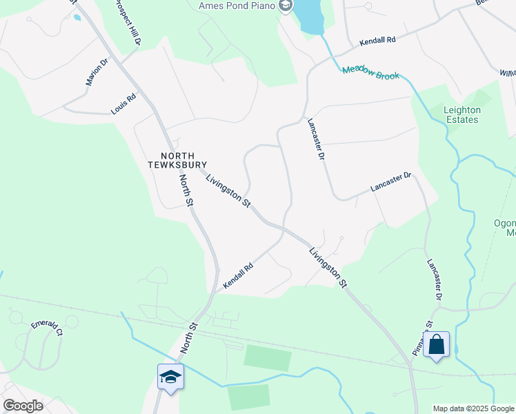 map of restaurants, bars, coffee shops, grocery stores, and more near 1105 Livingston Street in Tewksbury