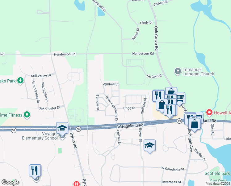 map of restaurants, bars, coffee shops, grocery stores, and more near 513 Annadale Lane in Howell