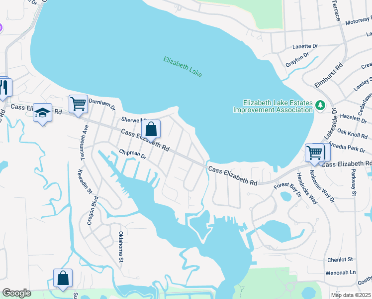 map of restaurants, bars, coffee shops, grocery stores, and more near 976 Ocallo Street in Waterford Township