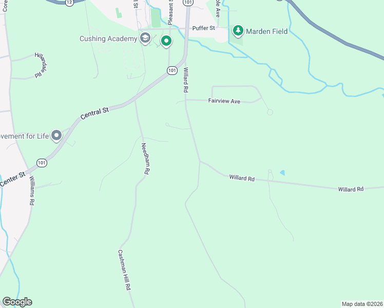 map of restaurants, bars, coffee shops, grocery stores, and more near 54 Willard Road in Ashburnham