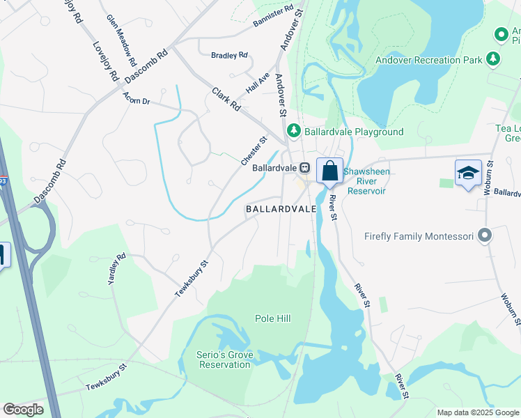 map of restaurants, bars, coffee shops, grocery stores, and more near 41 Tewksbury Street in Andover