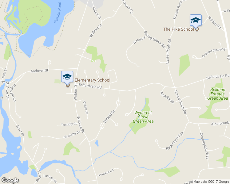 map of restaurants, bars, coffee shops, grocery stores, and more near 94 Ballardvale Road in Andover