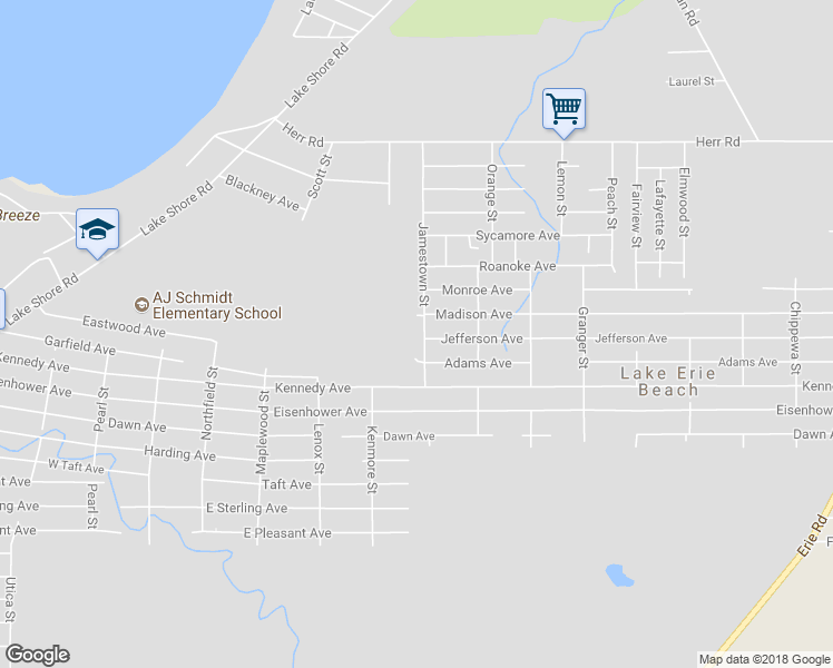 map of restaurants, bars, coffee shops, grocery stores, and more near 9546 Jamestown Street in Angola