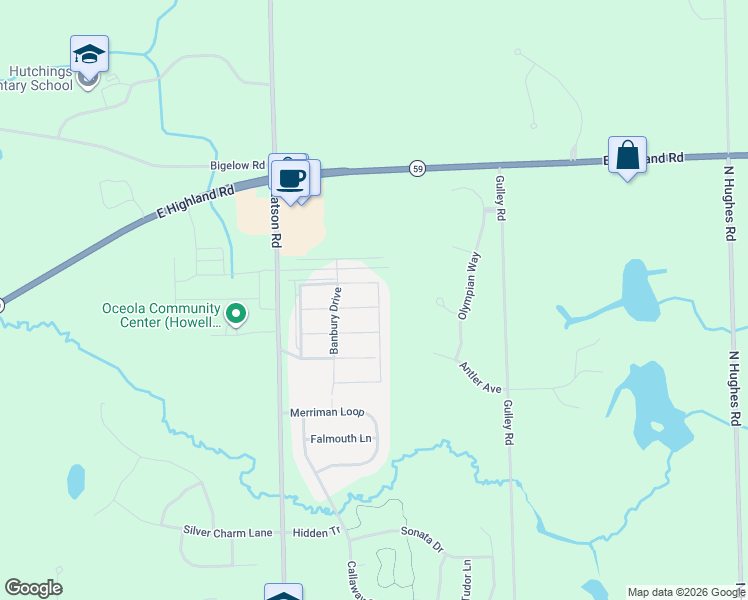 map of restaurants, bars, coffee shops, grocery stores, and more near 16 Peach Tree Lane in Howell