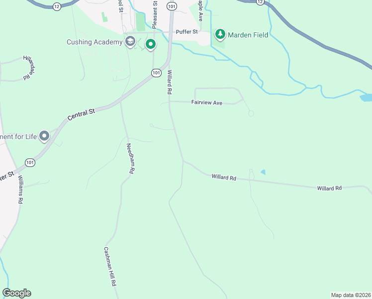 map of restaurants, bars, coffee shops, grocery stores, and more near 54 Willard Road in Ashburnham