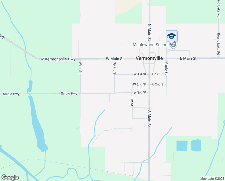 map of restaurants, bars, coffee shops, grocery stores, and more near 290 Spring Street in Vermontville