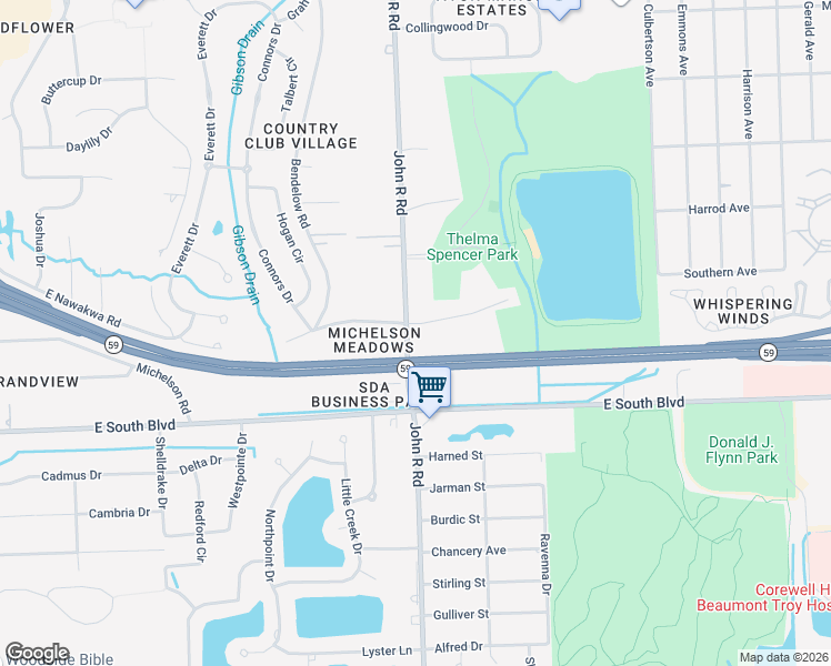 map of restaurants, bars, coffee shops, grocery stores, and more near 3851 John R Road in Rochester Hills