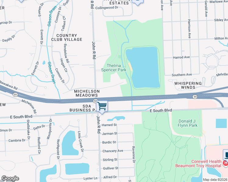 map of restaurants, bars, coffee shops, grocery stores, and more near 1106 Michelson Road in Rochester Hills