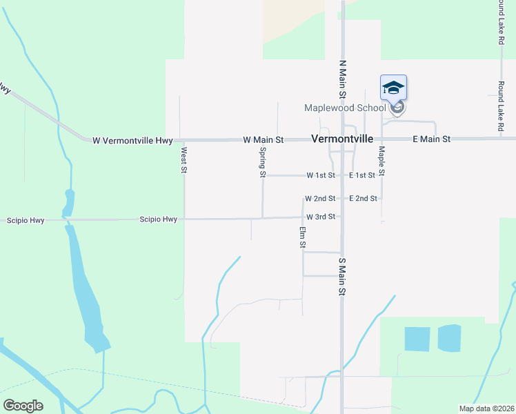 map of restaurants, bars, coffee shops, grocery stores, and more near 290 Spring Street in Vermontville