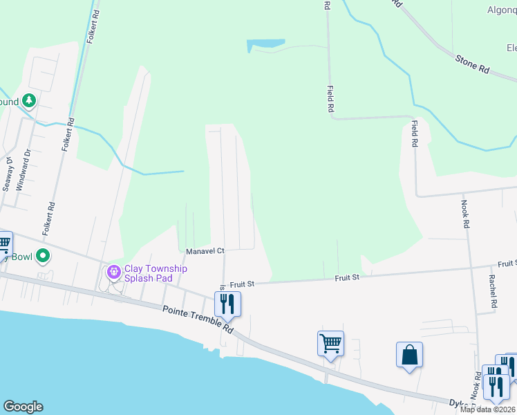 map of restaurants, bars, coffee shops, grocery stores, and more near 9379 Oakdale Street in Clay Township