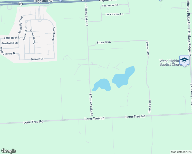 map of restaurants, bars, coffee shops, grocery stores, and more near 1111 South Tipsico Lake Road in Highland Charter Township