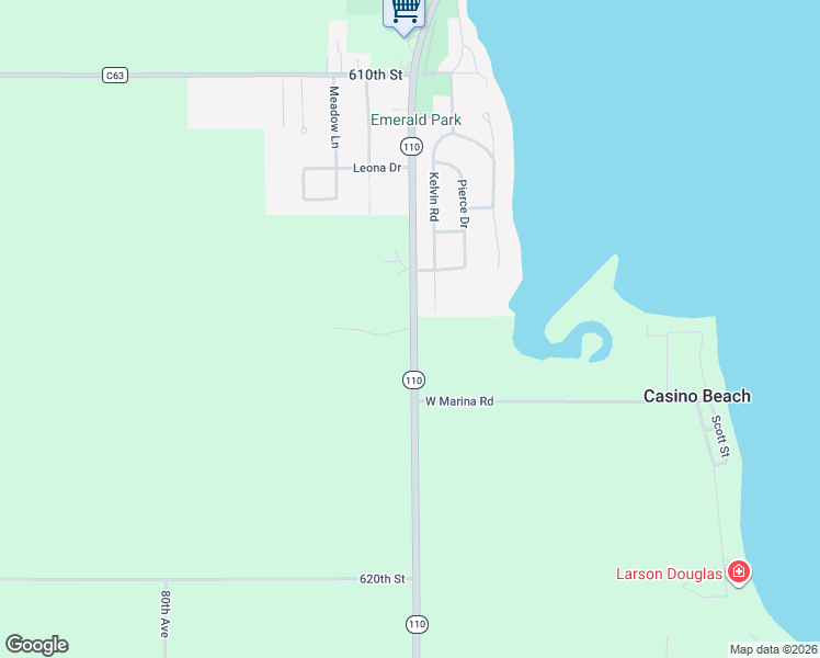 map of restaurants, bars, coffee shops, grocery stores, and more near 6150-6154 85th Avenue in Storm Lake