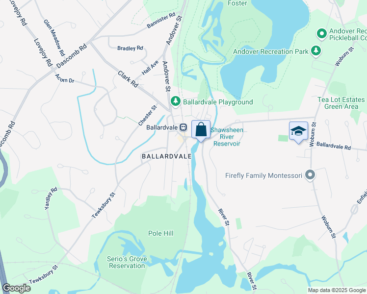 map of restaurants, bars, coffee shops, grocery stores, and more near 10 Tewksbury Street in Andover