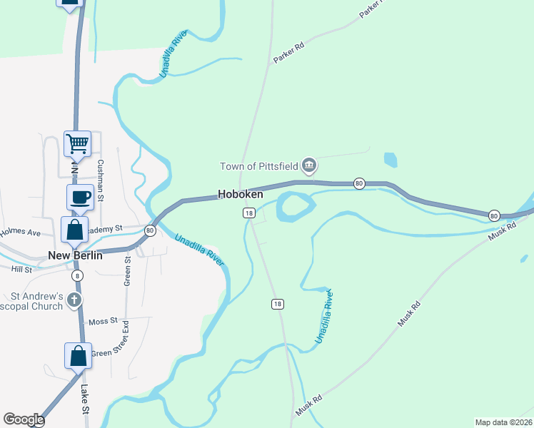 map of restaurants, bars, coffee shops, grocery stores, and more near 100-112 Clarence Howe Road in New Berlin