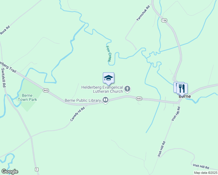 map of restaurants, bars, coffee shops, grocery stores, and more near 1738 Helderberg Trail in Berne